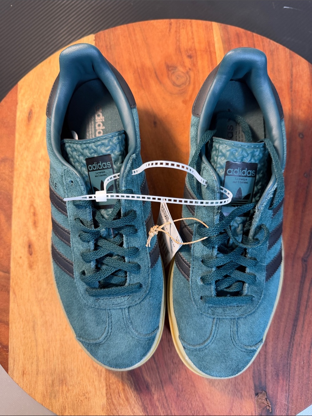 Adidas Gazelle Bold in Aurora Ivy/Core Black Gum Sole - Picture 6 of 7